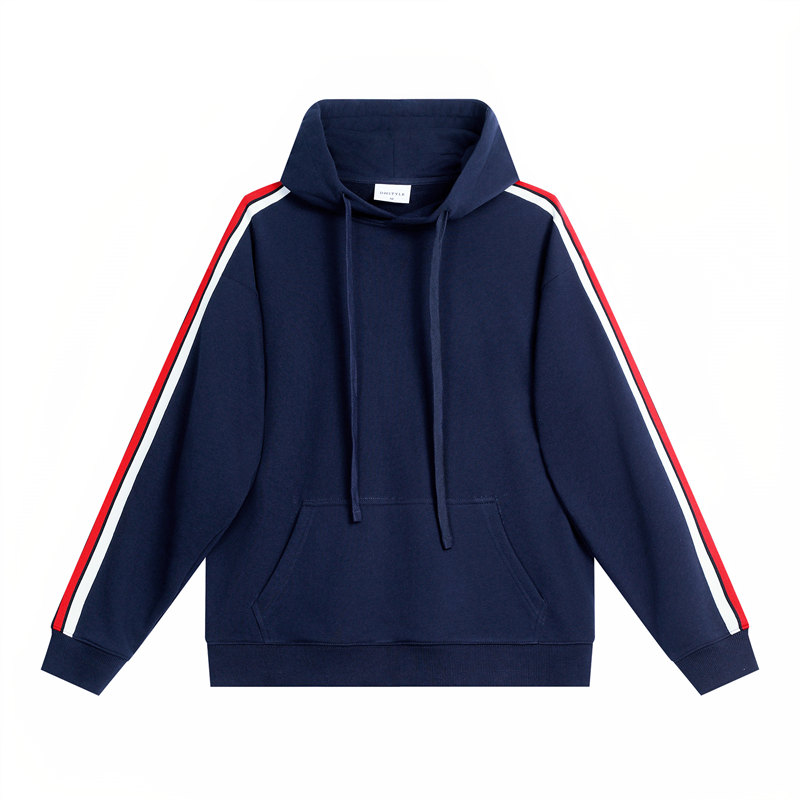 380g large terry personalized contrast color line drop shoulder hooded sweatshirt G21-U-X45015