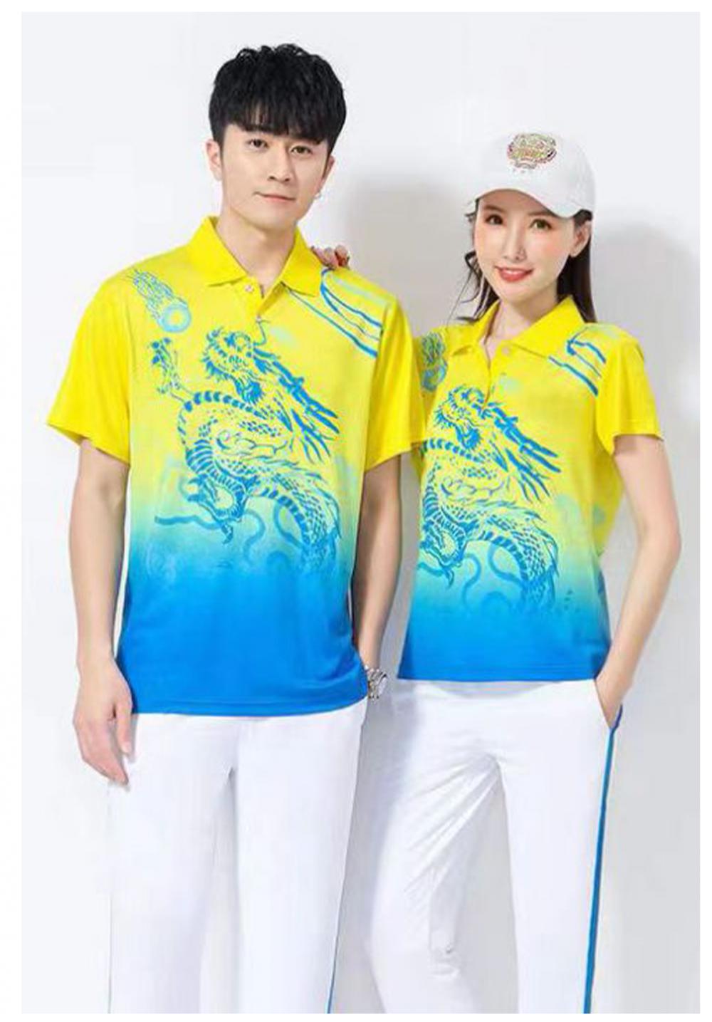 55018#55019# Quick-drying breathable dragon pattern short-sleeved T-shirt short-sleeved lapel