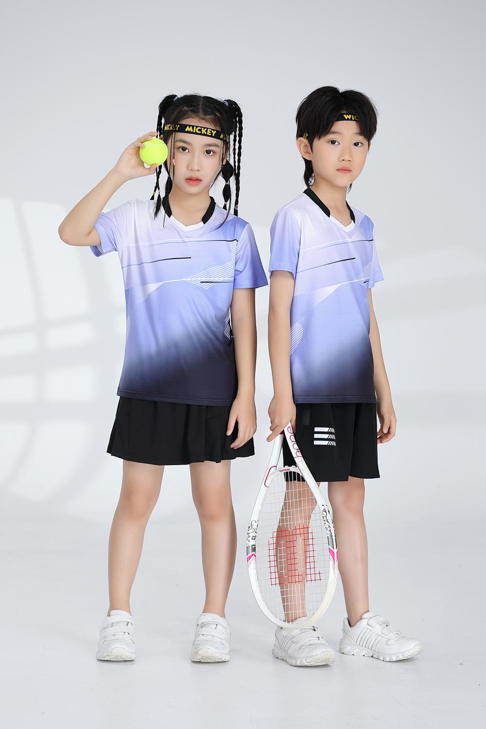 1885B style - Net badminton children clothing single top T-shirt short sleeve V-neck