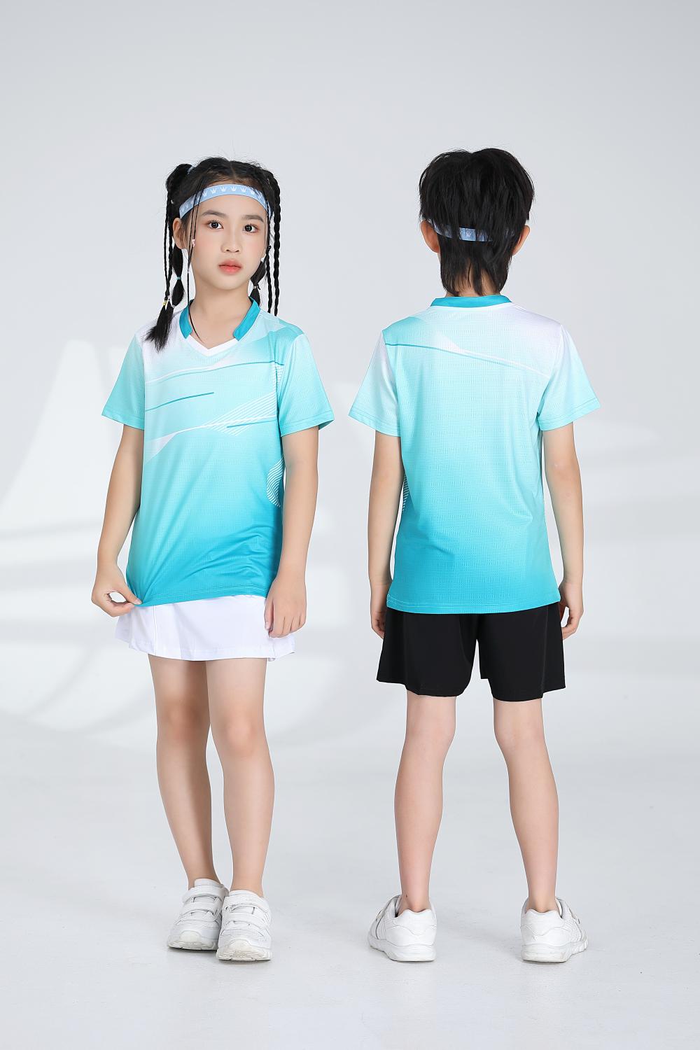 1885B style - Net badminton children clothing single top T-shirt short sleeve V-neck