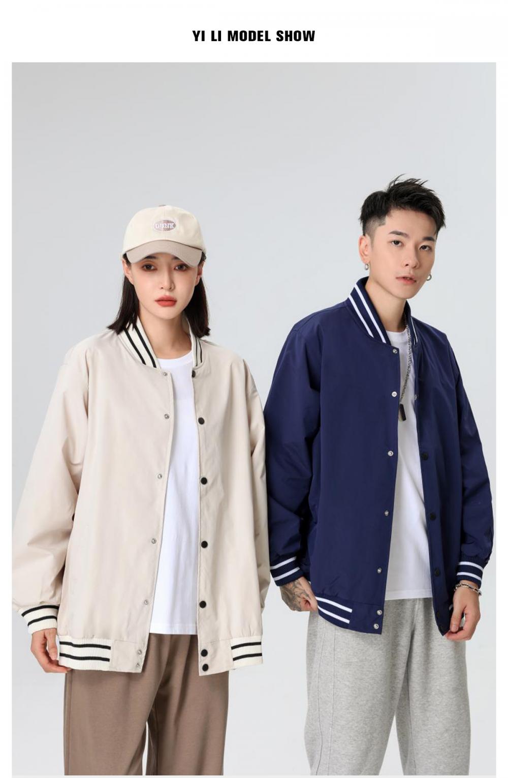 D703# Drop shoulder trendy loose baseball jacket