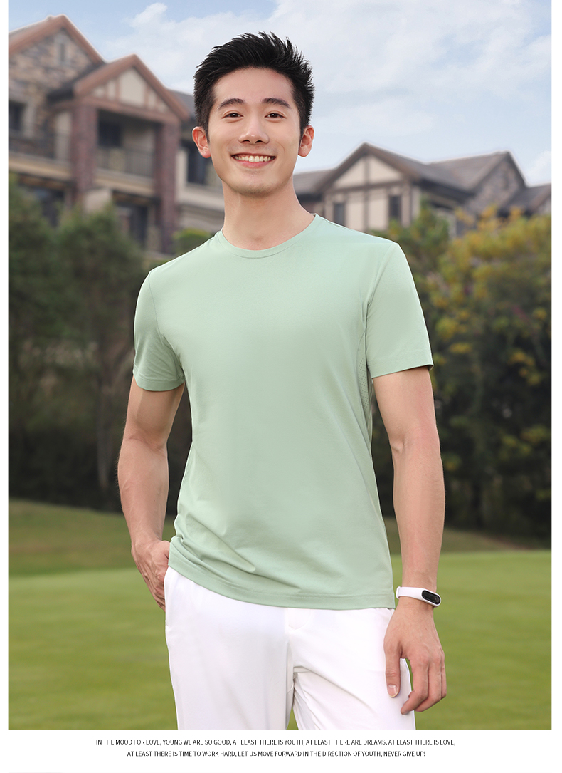 130g light cloud fiber high elastic skin-friendly short-sleeved round neck T-shirt GJ11-81011