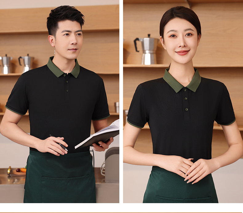 210g high density color matching collar moisture absorbing ice ion short sleeve lapel polo shirt L04-P143