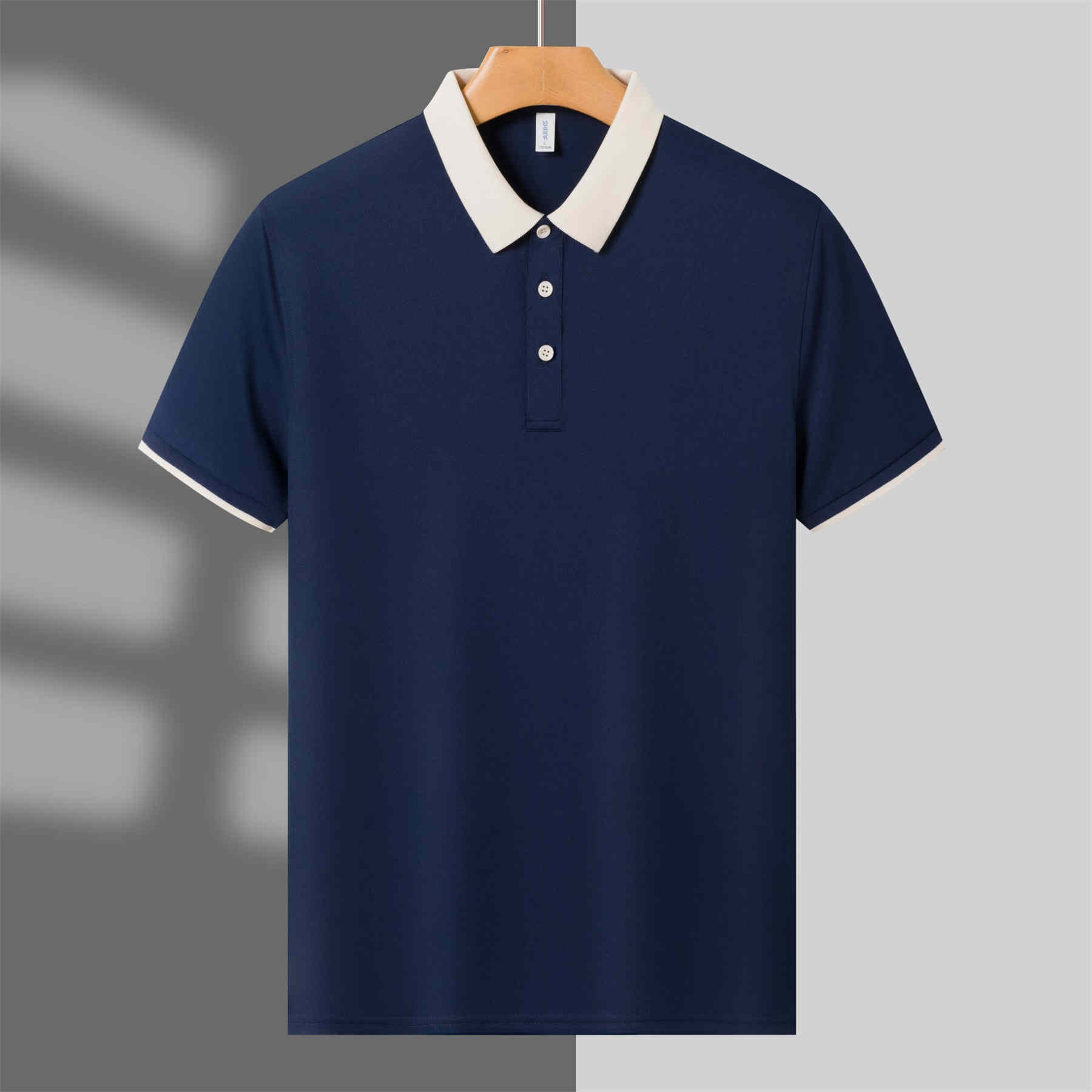 210g high density color matching collar moisture absorbing ice ion short sleeve lapel polo shirt L04-P143