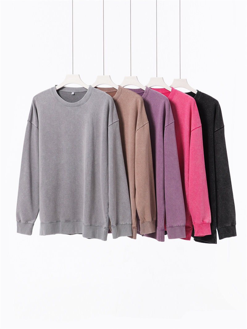 370g heavy terry washed old round neck sweatshirt G21-U-XU150