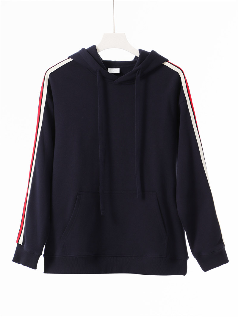 380g large terry personalized contrast color line drop shoulder hooded sweatshirt G21-U-X45015