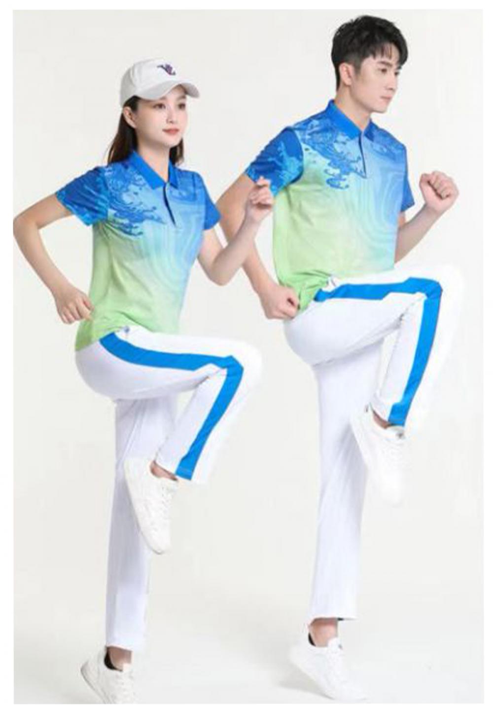 7786#7787 Quick-drying breathable style Wind wave blue short-sleeved T-shirt short-sleeved lapel