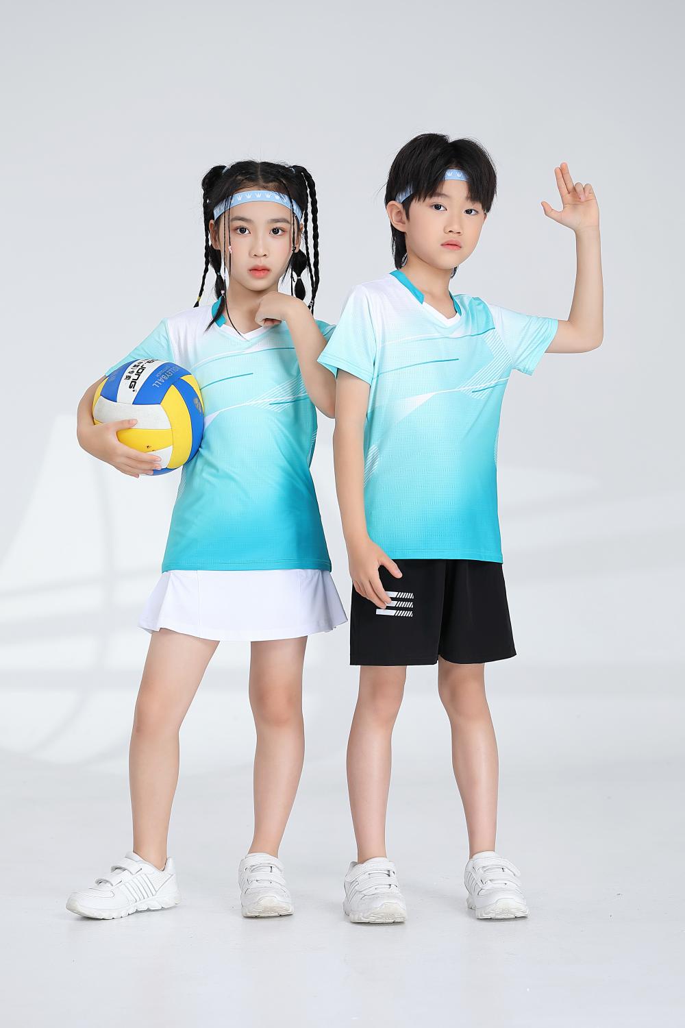 1885B style - Net badminton children clothing single top T-shirt short sleeve V-neck