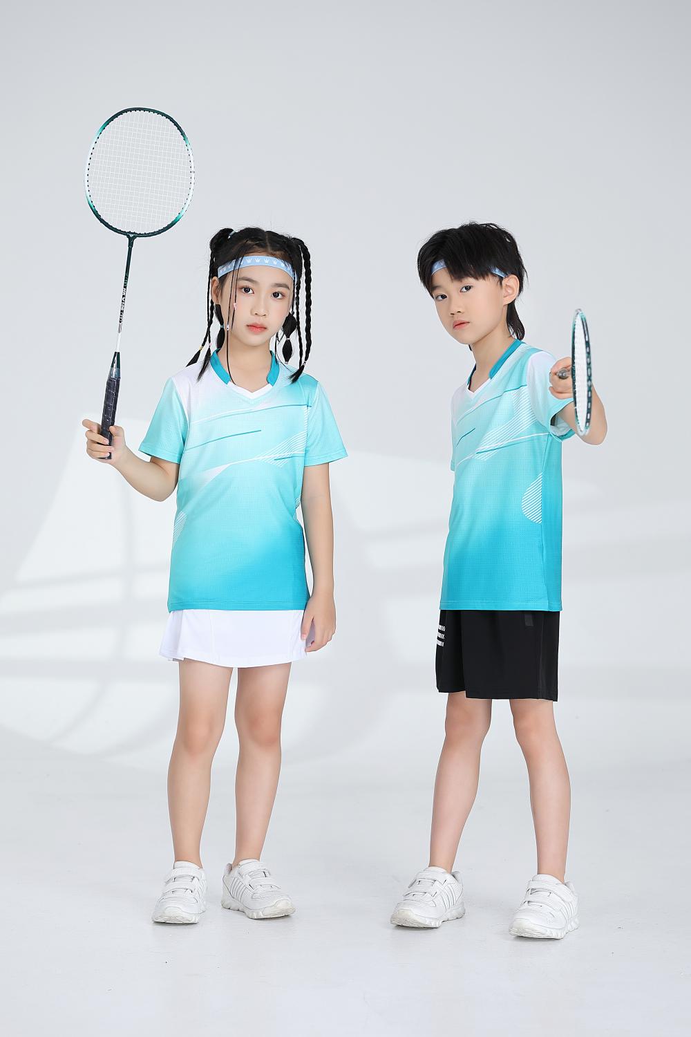 1885B style - Net badminton children clothing single top T-shirt short sleeve V-neck