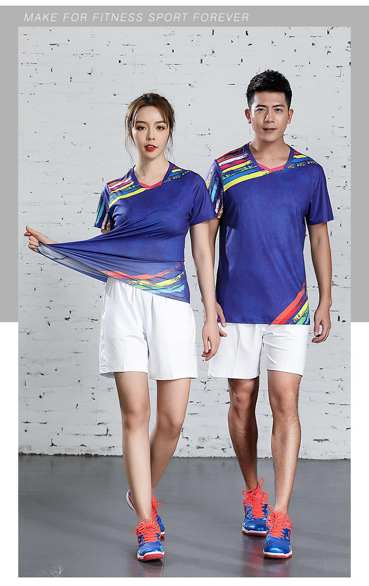 B120313 Table Tennis, Badminton and Tennis Sportswear Quick Dry Round Neck Top Sportswear Badminton Clothes