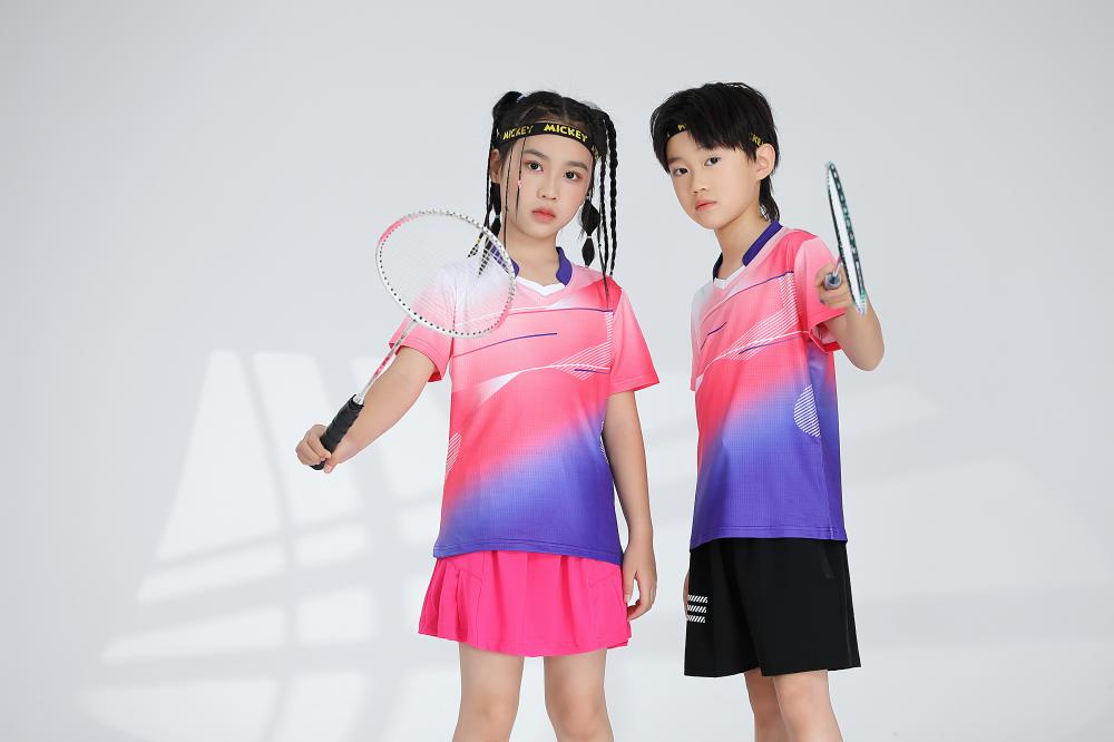 1885B style - Net badminton children clothing single top T-shirt short sleeve V-neck