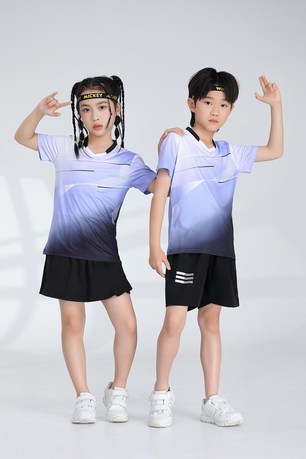 1885B style - Net badminton children clothing single top T-shirt short sleeve V-neck