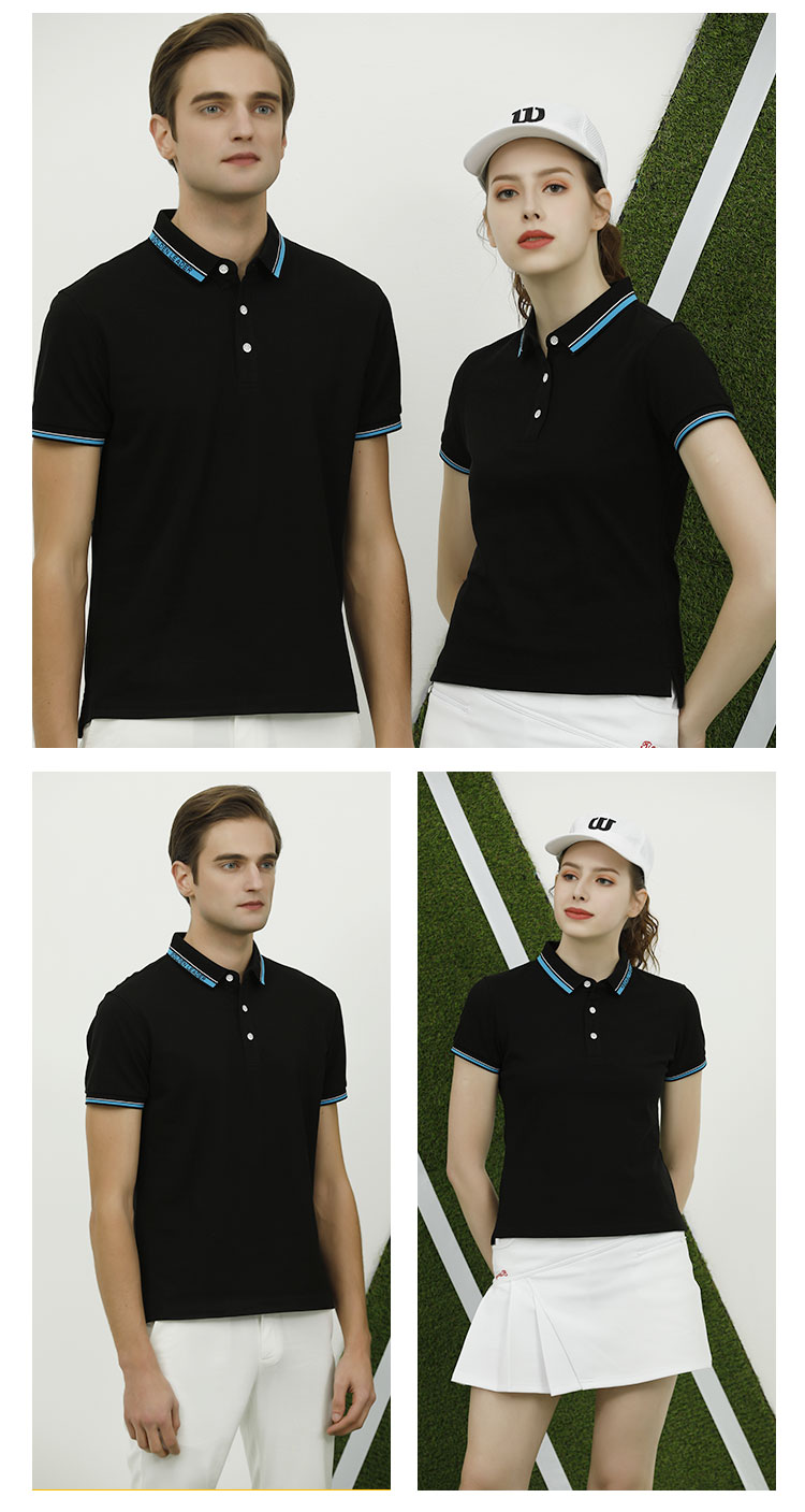 Long-staple cotton liquid ammonia beaded contrast color striped lapel short-sleeved POLO shirt universal GJ11-98888