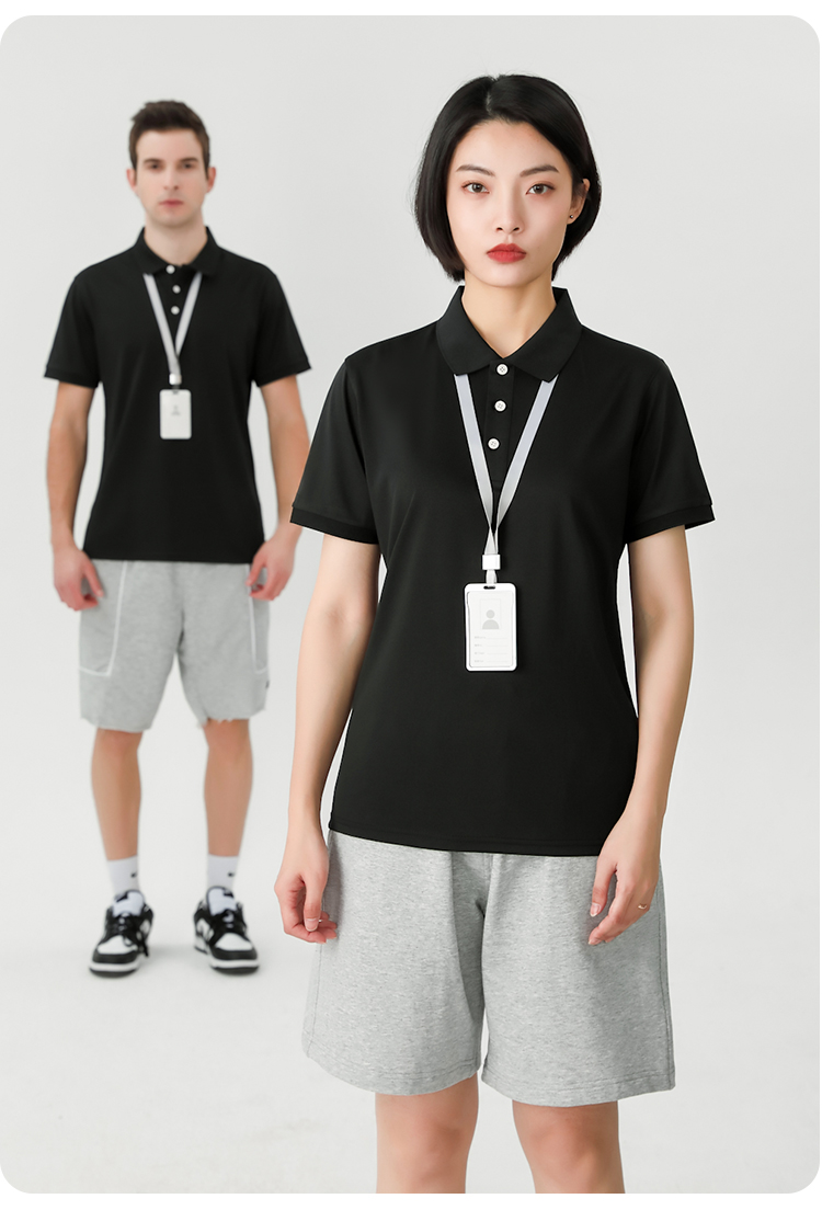 Ice silk cotton solid color lapel short-sleeved POLO shirt universal model YZ01-601