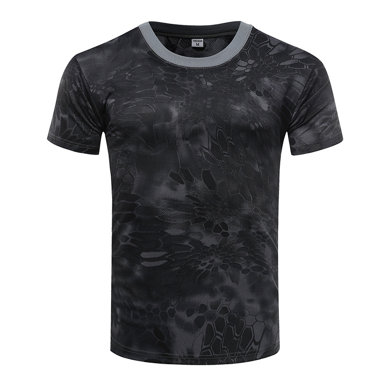 Camouflage sports casual round neck short sleeve T-shirt universal style H24-010