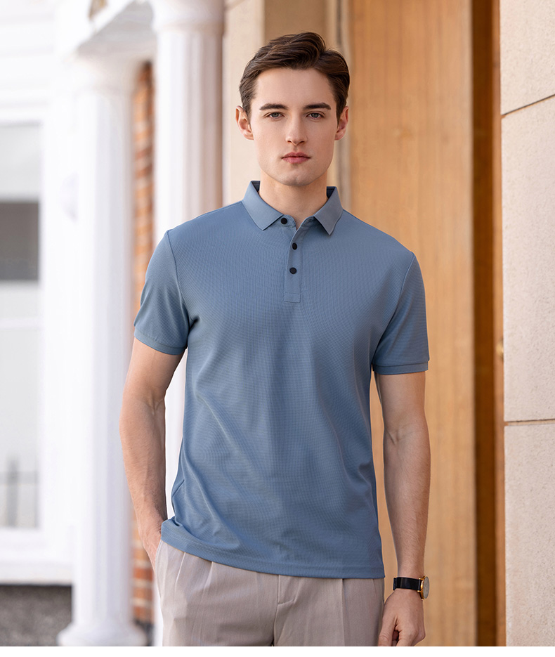 175g 32pcs waffle lapel short sleeve POLO shirt W14-F35