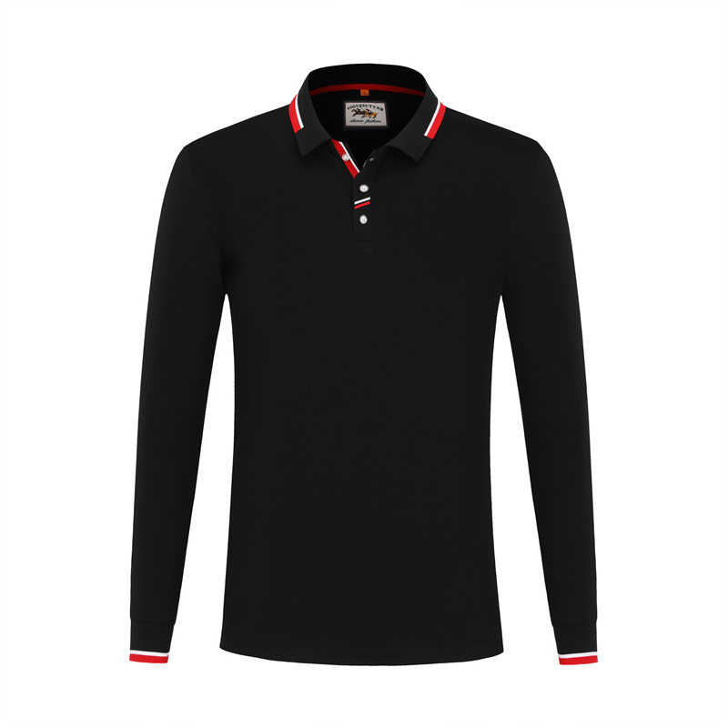 260g lyocell pique lapel long sleeve POLO shirt GJ7-6877