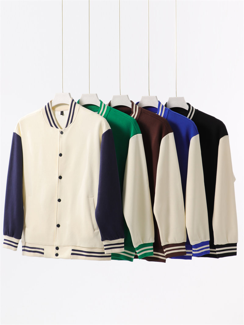 330g combed brushed colorful cotton color drop shoulder baseball jacket G21-U-5170