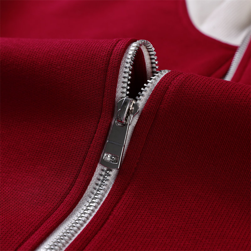 380g combed brushed composite cotton contrast color double zipper stand collar sweatshirt G21-U-X45076