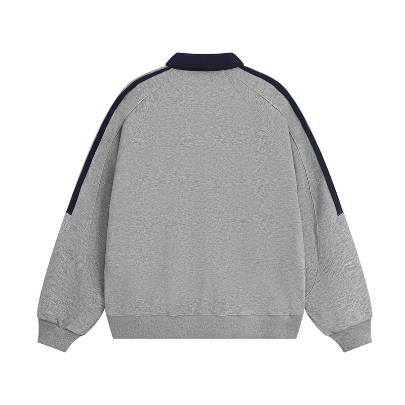 400g trendy brand pearl button lapel classic three-bar sweatshirt G21-U-XWY706