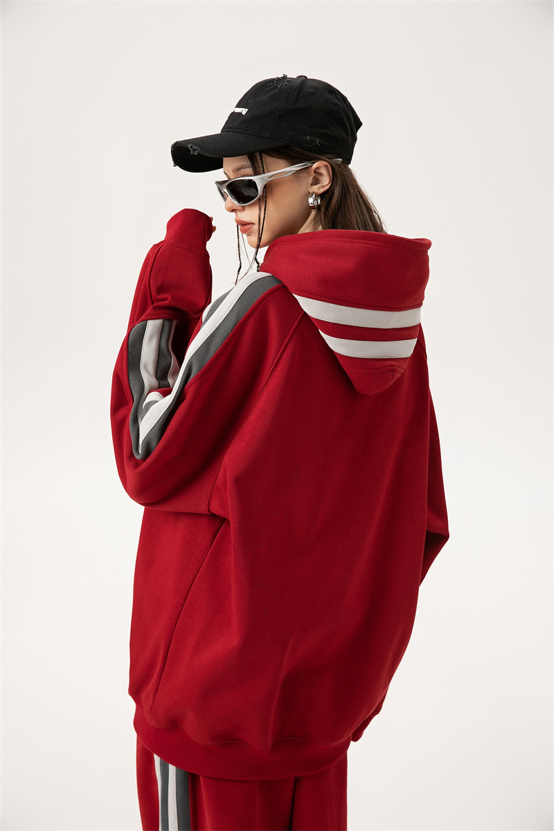 380g trendy personality spaced line hooded sweatshirt G21-U-XWY707