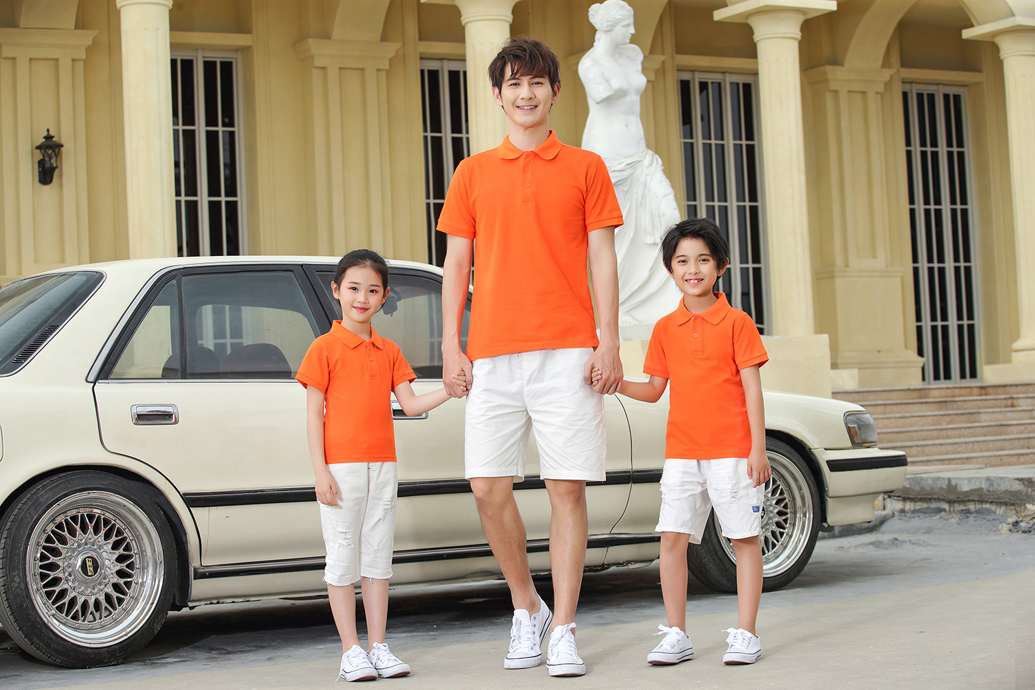 210g eco-friendly cotton parent-child short-sleeved lapel polo shirt for adults L18-2200