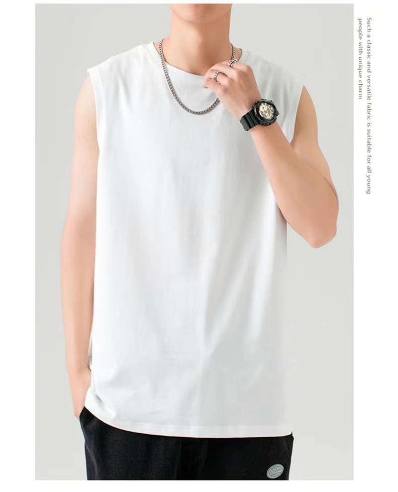 210g solid color combed cotton loose sports sleeveless T-shirt BC9-071