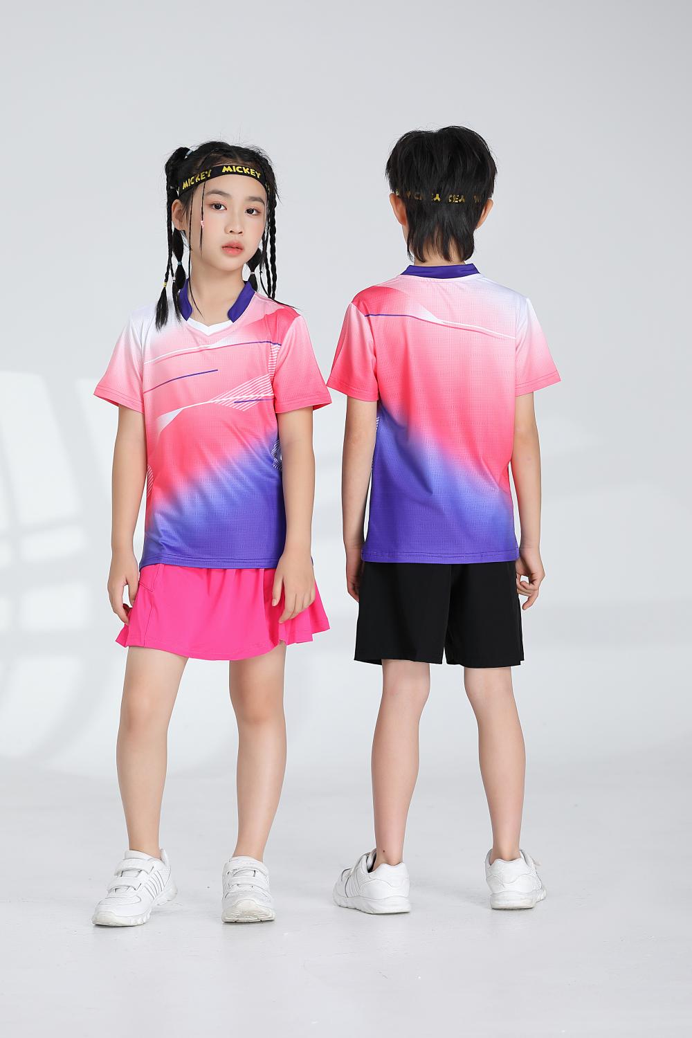 1885B style - Net badminton children clothing single top T-shirt short sleeve V-neck