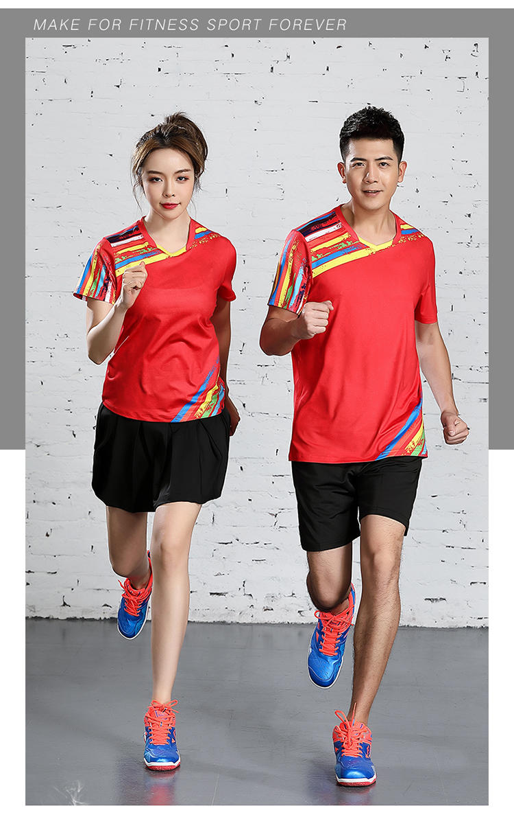 B120313 Table Tennis, Badminton and Tennis Sportswear Quick Dry Round Neck Top Sportswear Badminton Clothes