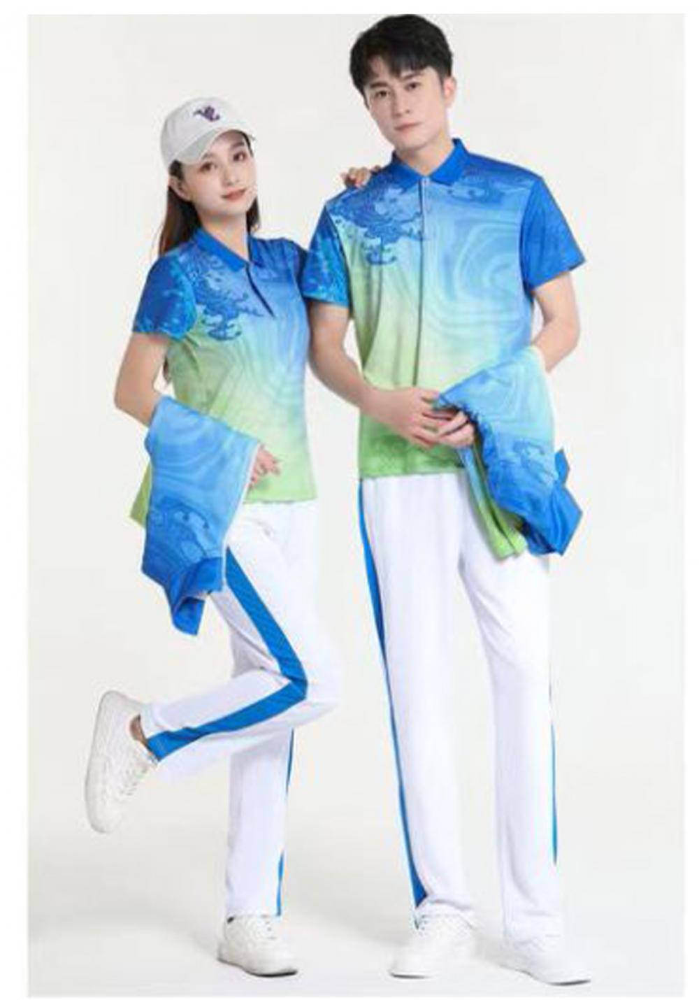 7786#7787 Quick-drying breathable style Wind wave blue short-sleeved T-shirt short-sleeved lapel