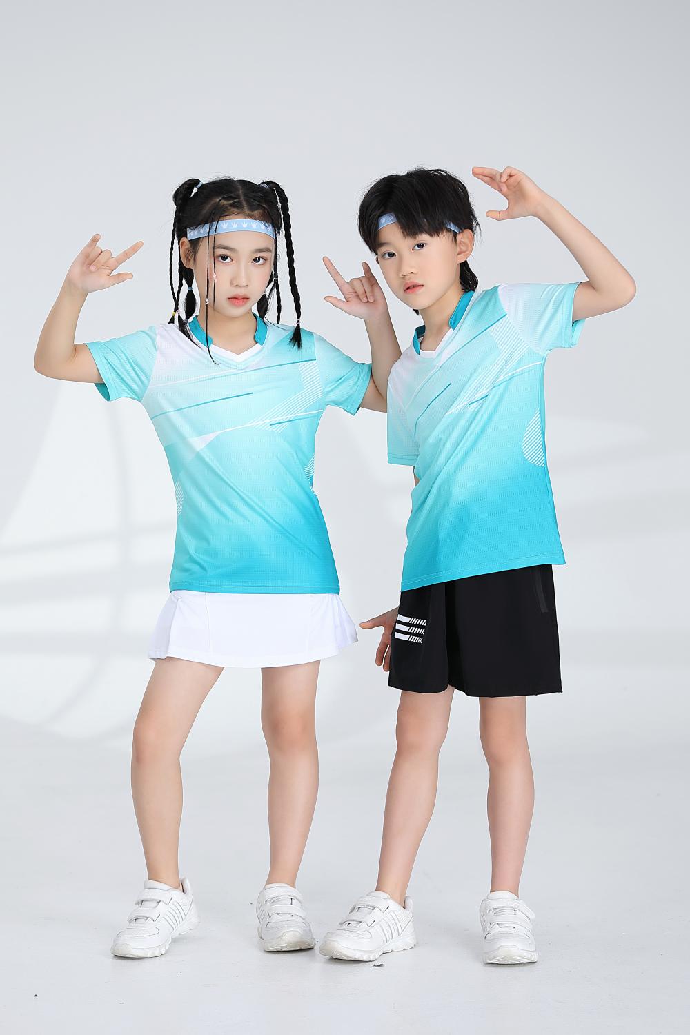 1885B style - Net badminton children clothing single top T-shirt short sleeve V-neck