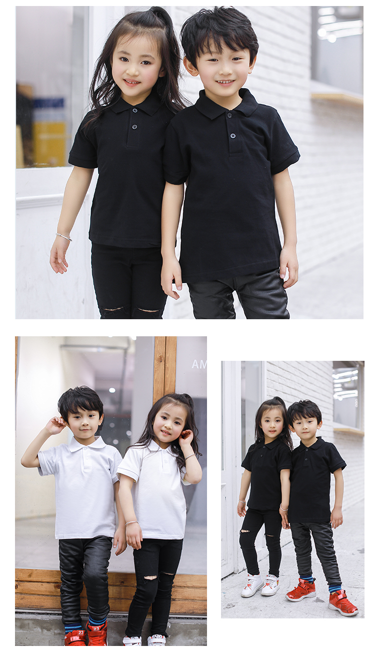 220g 21 count pure cotton solid color lapel short sleeve POLO shirt C01-6804 children style