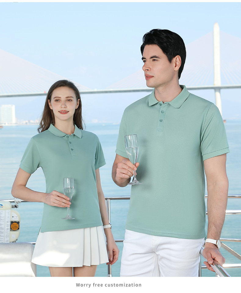 220g 40s double yarn combed solid color lapel short sleeve POLO shirt universal SNS-9220