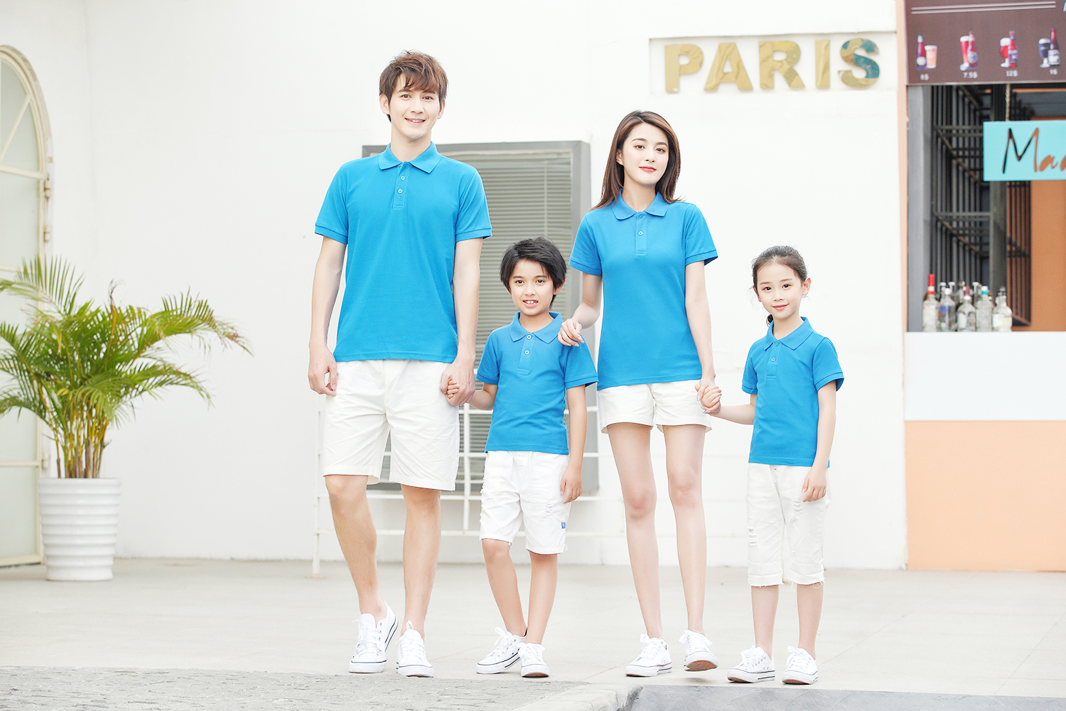 210g eco-friendly cotton parent-child short-sleeved lapel polo shirt for adults L18-2200