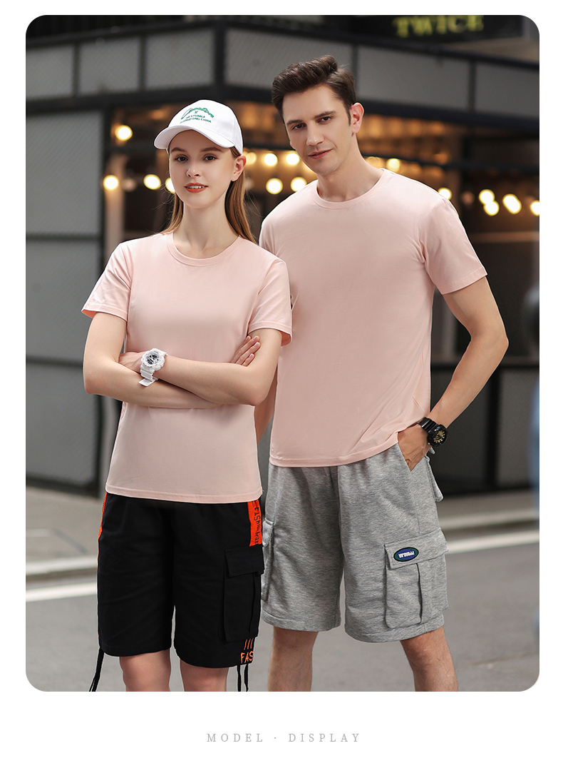 180g 26 count pure cotton tight siro spinning round neck T-shirt GJ65-1001