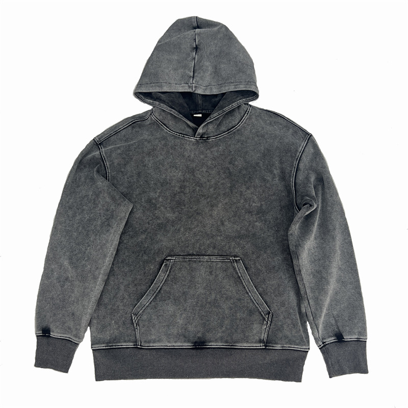 350g washed twill double-sided jacquard small drop shoulder hooded sweatshirt GJ6-6064