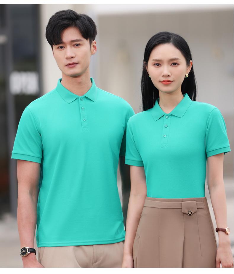 Solid color pique cotton lapel short-sleeved POLO shirt GJ57-8805 adult