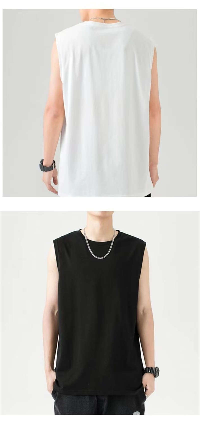 210g solid color combed cotton loose sports sleeveless T-shirt BC9-071