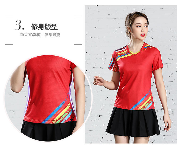 B120313 Table Tennis, Badminton and Tennis Sportswear Quick Dry Round Neck Top Sportswear Badminton Clothes