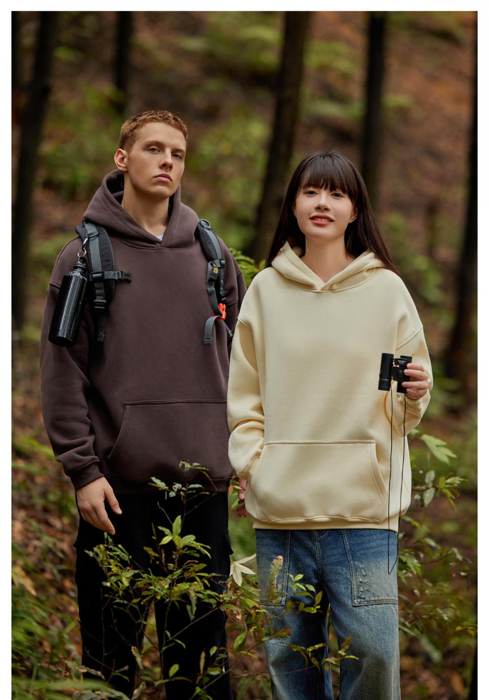 D34# Heat storage, warmth, comfort and cold-resistant flame fleece hooded sweatshirt