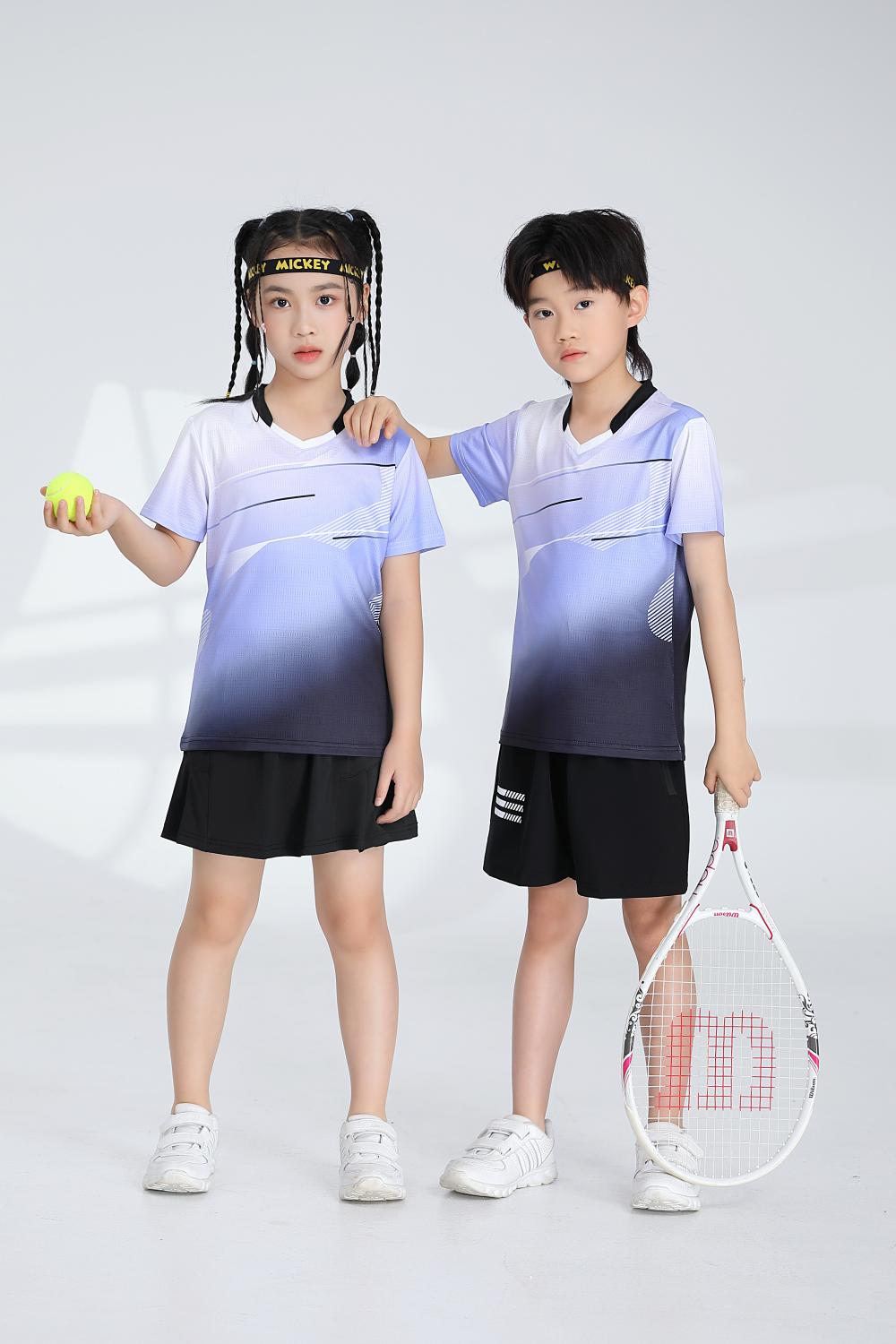 1885B style - Net badminton children clothing single top T-shirt short sleeve V-neck