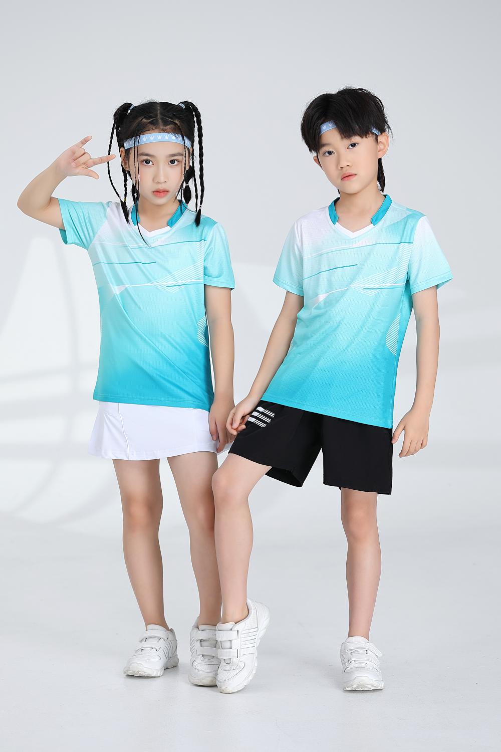 1885B style - Net badminton children clothing single top T-shirt short sleeve V-neck