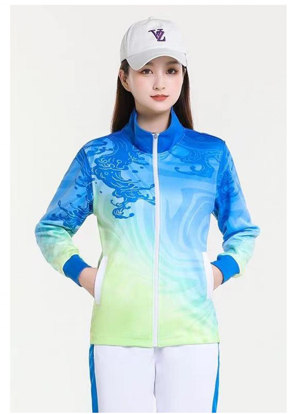 7786#7787# Wind Wave Blue Breathable Quick Dry Long Sleeve Jacket