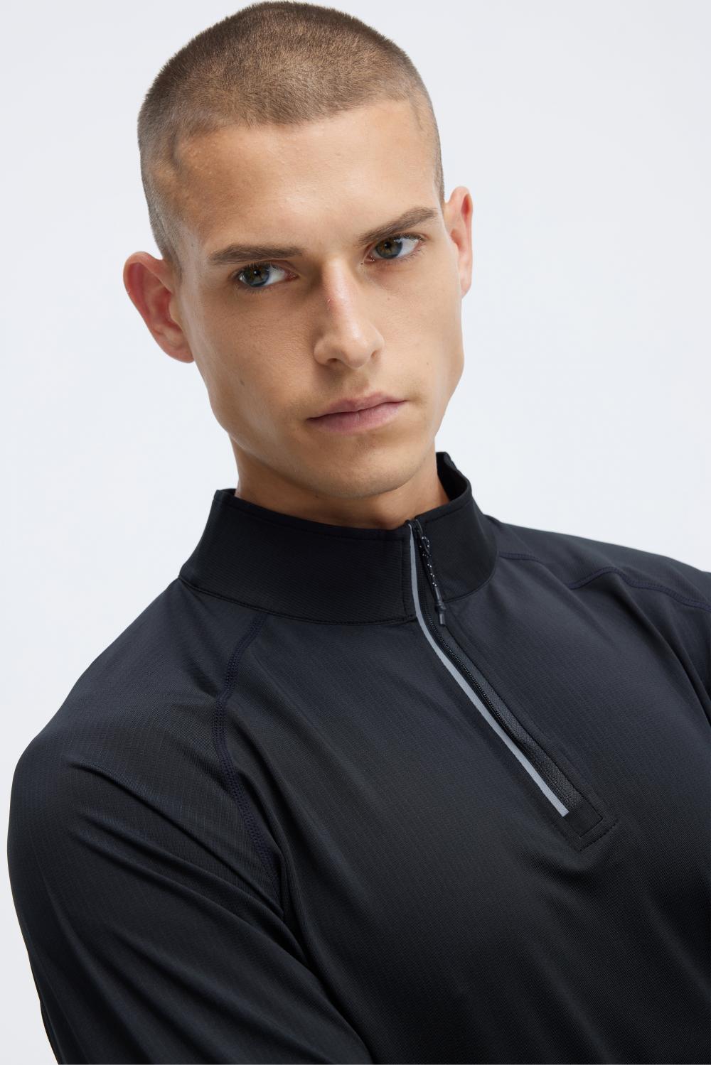 Mens AL16815# Men knitted long sleeve half zipper sports long sleeve stand collar half zipper