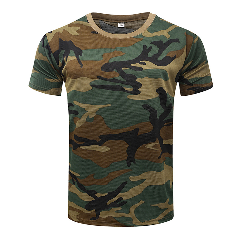 Camouflage sports casual round neck short sleeve T-shirt universal style H24-010