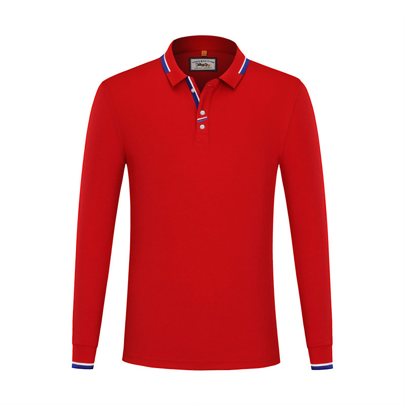 260g lyocell pique lapel long sleeve POLO shirt GJ7-6877