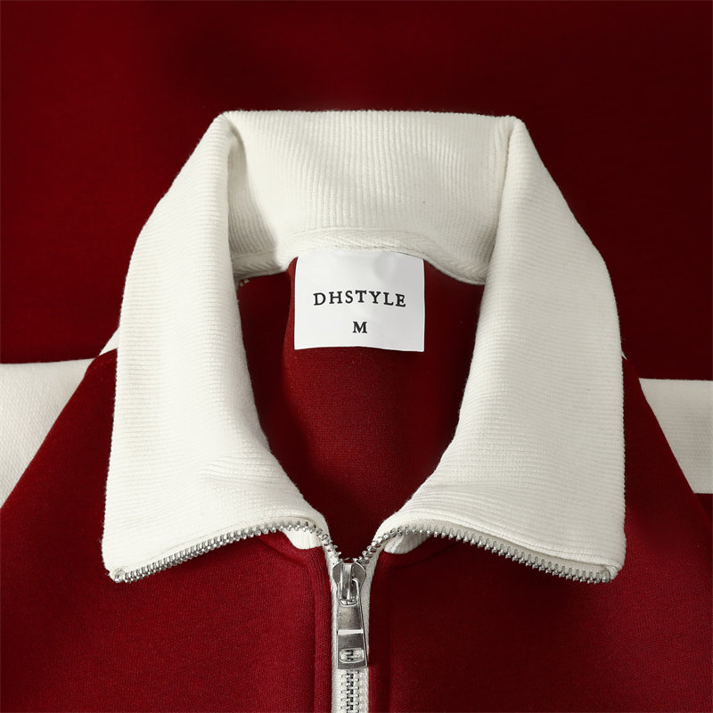 380g combed brushed composite cotton contrast color double zipper stand collar sweatshirt G21-U-X45076