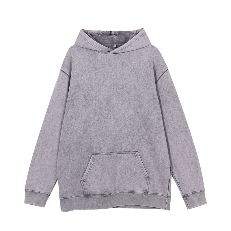 370g heavyweight large terry washed and distressed hooded sweatshirt G21-U-XU151