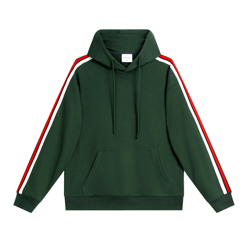 380g large terry personalized contrast color line drop shoulder hooded sweatshirt G21-U-X45015