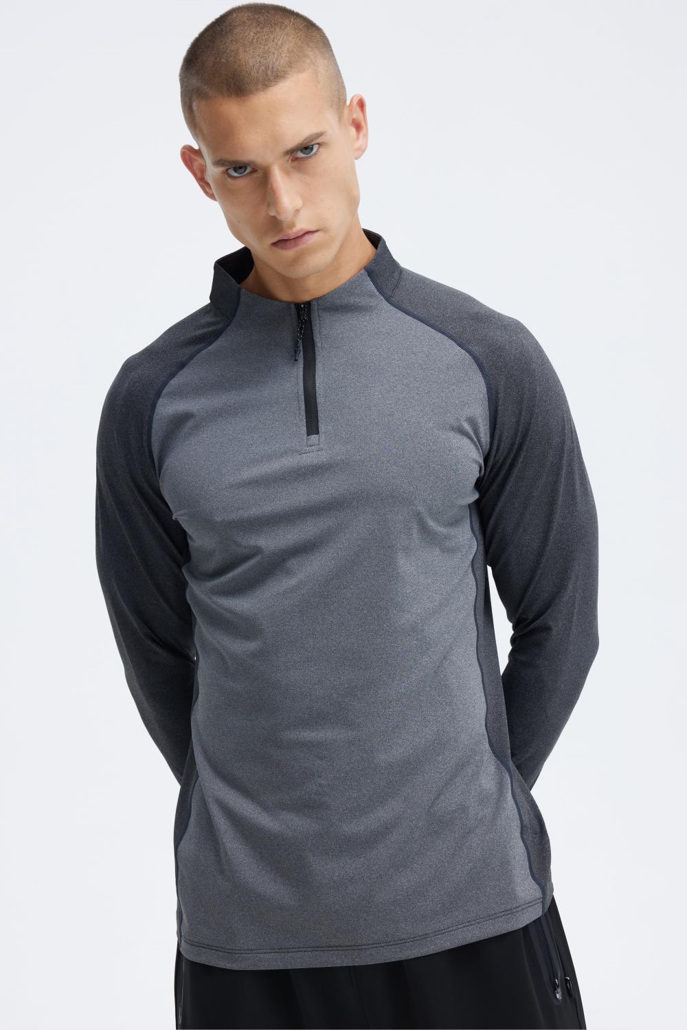 AL16821# Men knitted long-sleeved half-zip T-shirt long-sleeved stand-up collar for Men